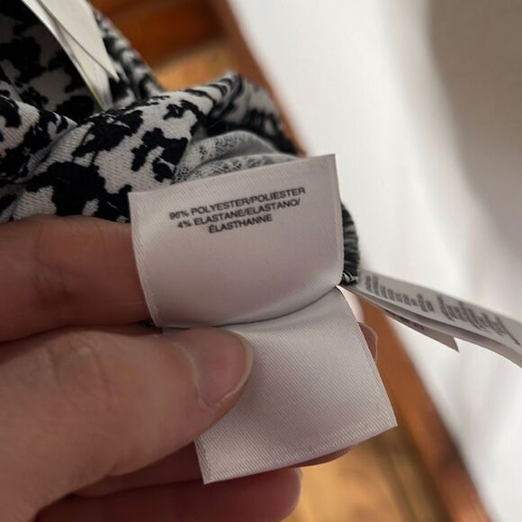 Kasper Womens Blouse Houndstooth Print Half Sleeve Black & White Size Medium NWT - Picture 8 of 10